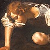 Narcissus at the Source, Caravaggio?, fragment, Galleria dell’Arte Antica, Palazzo Barberini