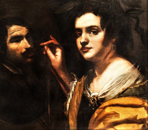 Artemisia Gentileschi, Allegory of Painting (Self-portrait at the easel), fragment, Galleria Nazionale d'Arte Antica, Palazzo Barberini