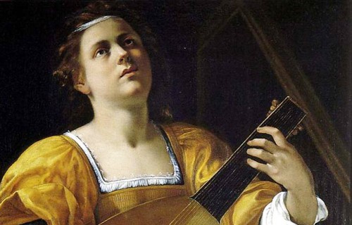 Saint Cecilia Playing the Lute, Artemisia Gentileschi, fragment, Galleria Spada, pic. Wikipedia