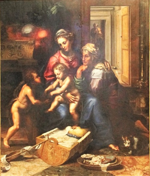 Madonna z Dzieciątkiem, św. Elżbietą i św. Janem Chrzcicielem, Giulio Romano, Museo Nazionale di Capodimonte, Neapol, zdj. Wikipedia