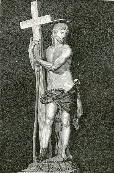 Christ of Minerva (Naked Christ), Michelangelo, Basilica of Santa Maria sopra Minerva, engraving showing the sculpture before renovation, pic. Wikipedia