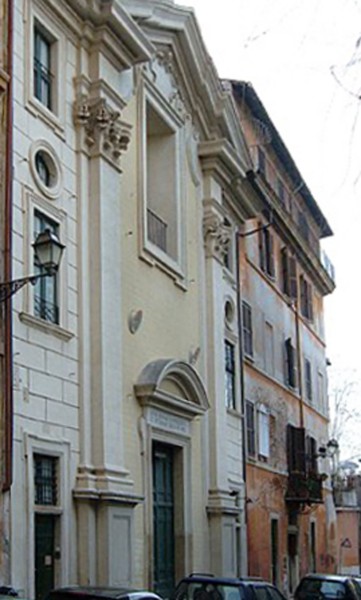 Via del Mascherone, facade of the Church of Santi Giovanni e Petronio