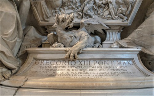 Camillo Rusconi, funerary monument of Pope Gregory XIII, fragment, Basilica San Piero in Vaticano