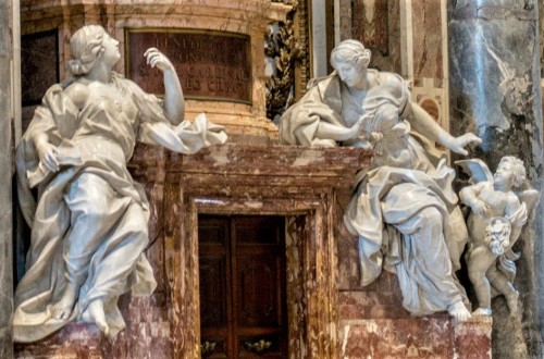 Pietro Bracci, Tombstone of Pope Benedict XIV, fragment, personifications of Divine Wisdom and Selflessness, Basilica of San Pietro in Vaticano