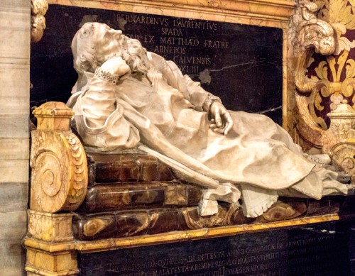 Spada Chapel, tombstone of Bishop Bernardino Lorenzo Spada, Ercole Ferrata, Church of San Girolamo della Carità