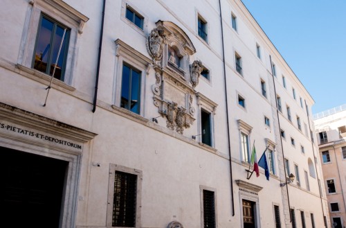 The facade of the Monte di Pietà palace, which houses the chapel Monte di Pietà