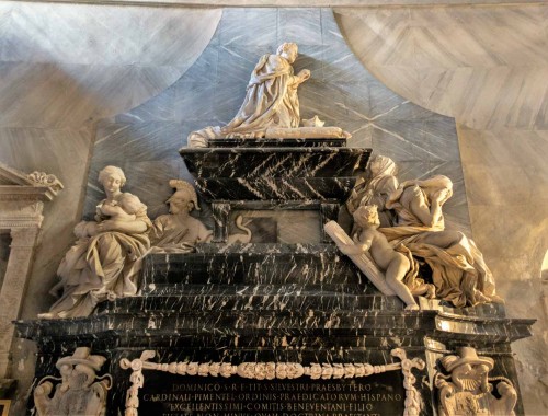 Ercole Ferrata and Gian Lorenzo Bernini, tombstone of cardinal Pimentel in the side enterance, Basilica of Santa Maria sopra Minerva