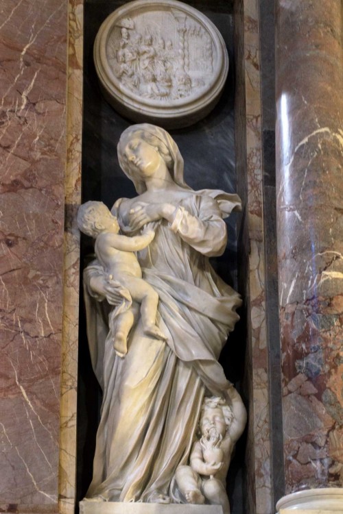 Ercole Ferrata, nagrobek papieża Klemensa IX, alegoria Miłosierdzia (Caritas), bazylika Santa Maria Maggiore