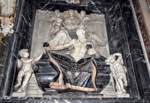 Ercole Ferrata, tombstone of Giulio del Corno, Church of Santissimi nomi Gesù e Maria