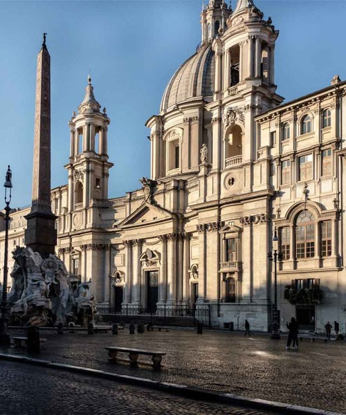 Lower part of the Fontana dei Quattro Fiumi (Fountain of the Four Rivers), allegories of the four rivers, Piazza Navona