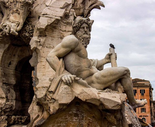 Fontana dei Quattro Fiumi, Ganges, Cloude Poussin