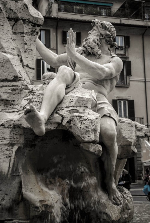 Fontana dei Quattro Fiumi, personifikacja rzeki Dunaj, Antonio  Raggi