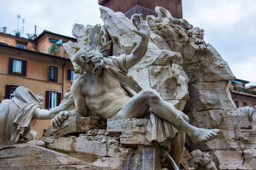 Fontana dei Quattro Fiumi, personification of the La Plata River, Francesco Baratta