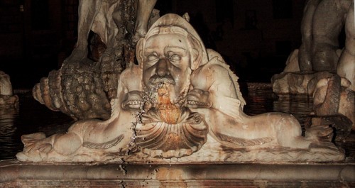 Fontana del Moro, one of the mascarons by Giacomo della Porta, Piazza Navona