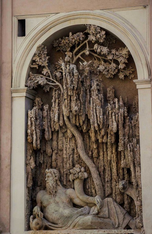 Domenico Fontana, personification of the Tiber – one of the four fountains next to the Church of San Carlo alle Quattro Fontane