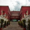 Foro Italico, enterance to the Stadio dei Marmi, in the background the building of the former Accademia di Educazione Fisica