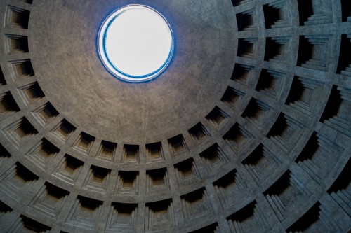 The dome of the Pantheon created at the initiative of Emperor Hadrian – still today one of the most outstanding engineering solutions