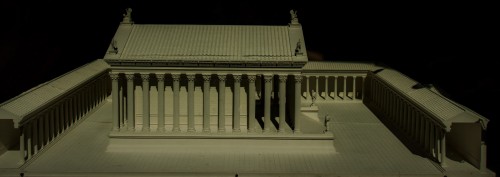 Hadrianeum, temple along with the colonnade surrounding it, model