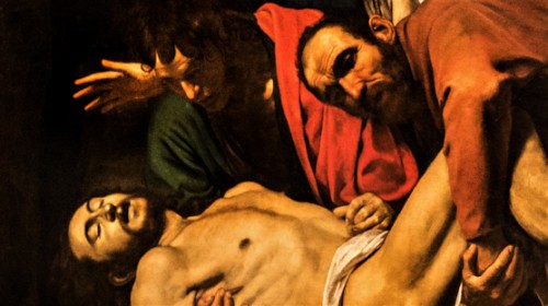 Złożenie do grobu, Caravaggio, fragment, Musei Vaticani