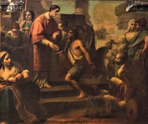 St. Lawrence Distributing Bread to the Poor, Giovanni Battista Speranza, Church of San Lorenzo in Fonte (Santi Lorenzo e Ippolito)