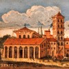 Basilica of San Lorenzo fuori le mura, view of the church from the beginning of the XVII century, Muso di Roma,  Palazzo Braschi