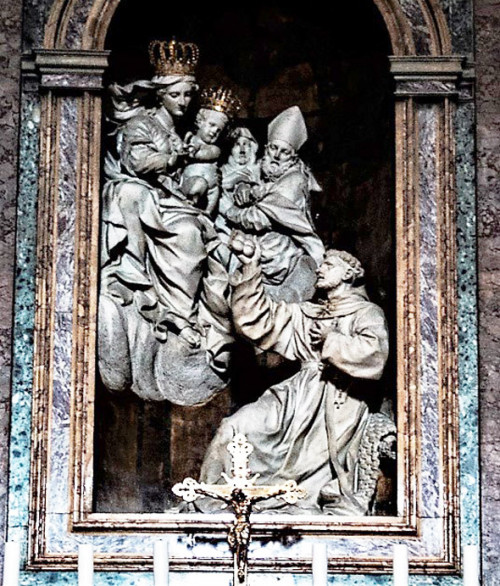 Alessandro Algardi, main altar in the Church of San Nicola da Tolentino – St. Nicholas adoring the Virgin Mary