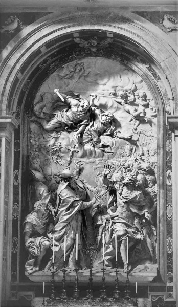 Alessandro Algardi, ołtarz św. Leona I z reliefem ukazującym spotkanie papieża Leona I z Attylą, bazylika San Pietro in Vaticano
