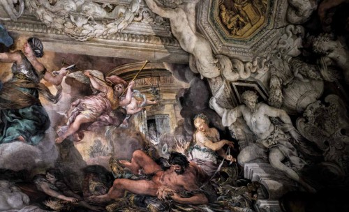 Triumph of Divine Providence, bound Furor held back by Gentleness, Pietro da Cortona, Palazzo Barberini