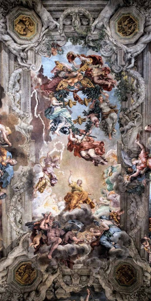 Triumf Opatrzności Bożej - wielka gloria rodu Barberini, Pietro da Cortona -  fresk w Salone Grande w Palazzo Barberini, Galleria Nazionale d'Arte Antica