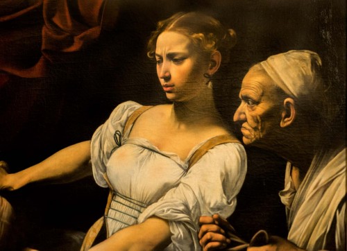 Judyta i Holofernes, Caravaggio, fragment, Galleria Nazionale d'Arte Antica, Palazzo Barberini