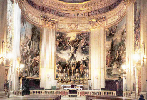 Freski ukazujące kaźń i pochówek św. Andrzeja, absyda kościoła Sant'Andrea della Valle