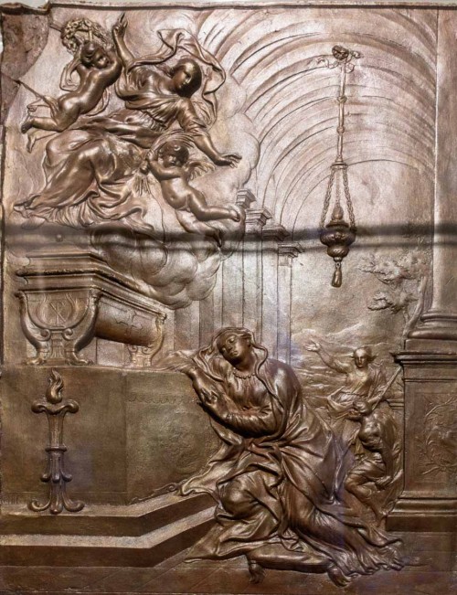 Św. Agnieszka objawiająca się św. Konstancji, Alessandro Algardi, 1653 r., gips, Museo Nazionale Romano - Palazzo Venezia