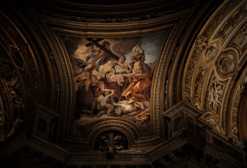 Church of Sant'Agnese in Agone, painting in the pendentives, Courage and Charity, Baciccio
