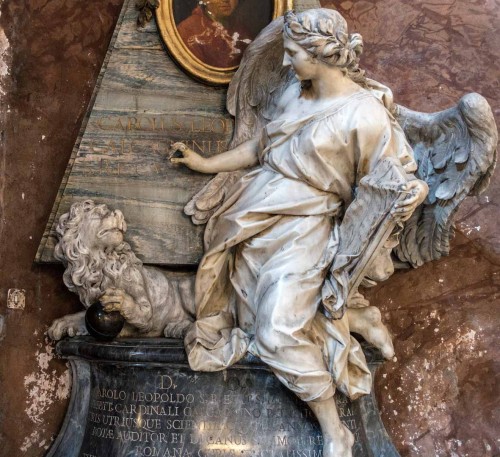 Sant'Andrea delle Fratte, pomnik nagrobny kardynała Carla Leopolda Calcagniniego, Pietro Bracci, fragment