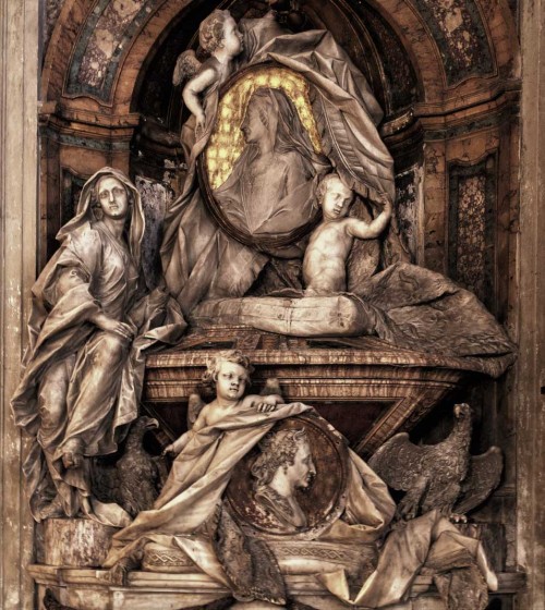 Sant'Andrea delle Fratte, pomnik nagrobny księżnej L. del Grillo i M.T. di Doria Tursi, F. Queirolo, fragment