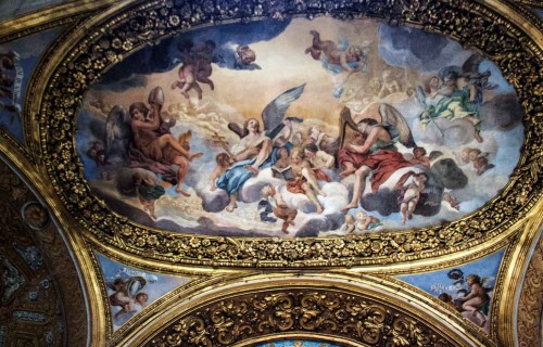 San Carlo al Corso, obejście kościoła, freski w kaplicy relikwiarza św. Karola Boromeusza z przedstawieniem cnót kardynalnych
