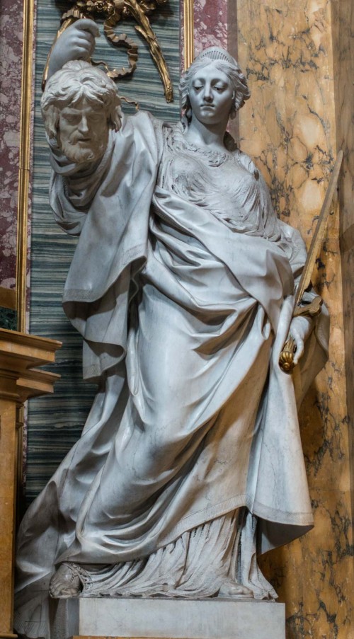 Basilica of San Carlo al Corso, Altar of the Immaculate Conception, transept, statue of Judith, Pietro Pacilli
