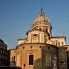 Basilica of San Carlo al Corso, apse of the church with a statue of St. Charles Borromeo flanking it