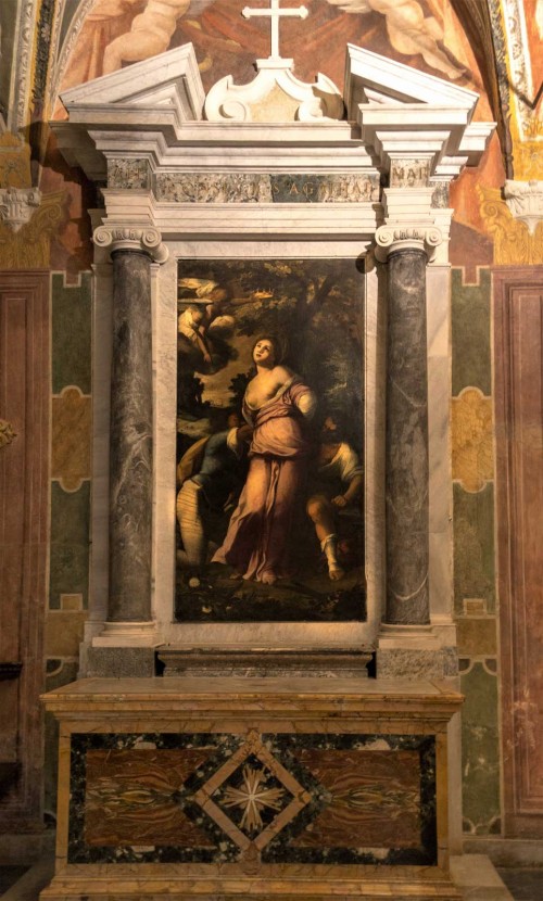 Basilica of Santa Cecilia, The Martyrdom of St. Agatha, painting by an unknown author