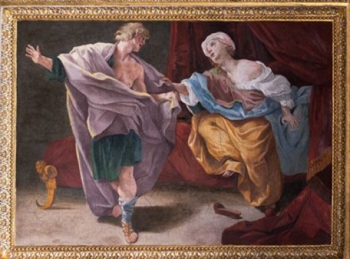 Giovanni Lanfranco,painting decorations of the salon ceiling, Joseph and Potiphar's Wife, Palazzo Mattei di Giove