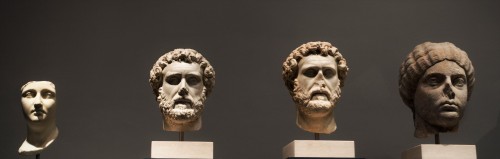 Faustina the Elder (on the left), Antoninus Pius (x2), Faustina the Younger (daughter), Museo Nazionale Romano,  Palazzo Massimo