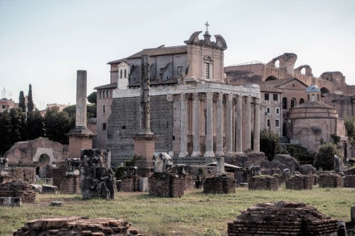 The Temple of Faustina and Antoninus Pius, presently the Church of San Lorenzo in Miranda