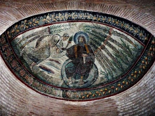 Santa Constanza, mozaiki chrześcijańskie - Chrystus jako władca świata ze św. Piotrem