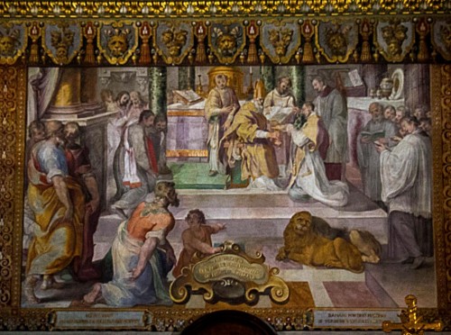 San Girolamo dei Croati, malowidło chóru, Przyjęcie święceń kapłańskich przez Hieronima, Pietro Gagliardi