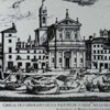 Nadbrzeże Tybru - port Ripetta przed 1702 rokiem, w środku kościół San Girolamo, Giovanni Battista Falda