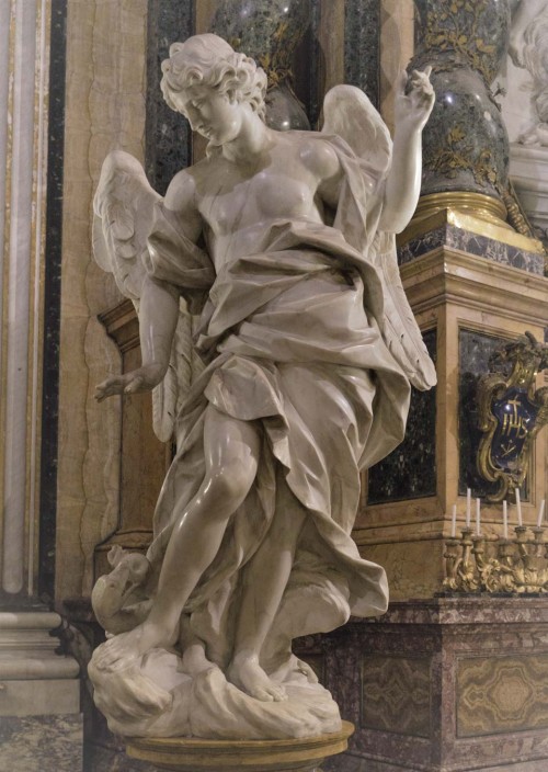 Church of Sant'Ignazio, angel flanking the Altar of St. John Berchmans, Pietro Bracci, left transept of the church