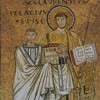 Basilica of San Lorenzo fuori le mura, fragment of a mosaic with St. Lawrence and Pope Pelagius II