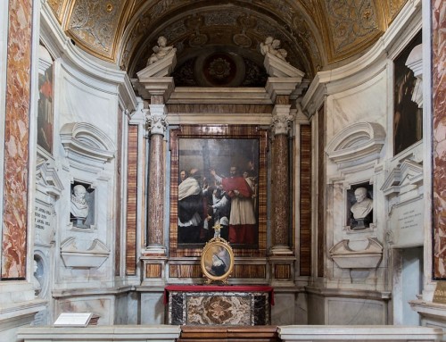 San Lorenzo in Lucina, kaplica św. Karola Boromeusza, Karol Boromeusz w procesji św. Krzyża, Carlo Saraceni