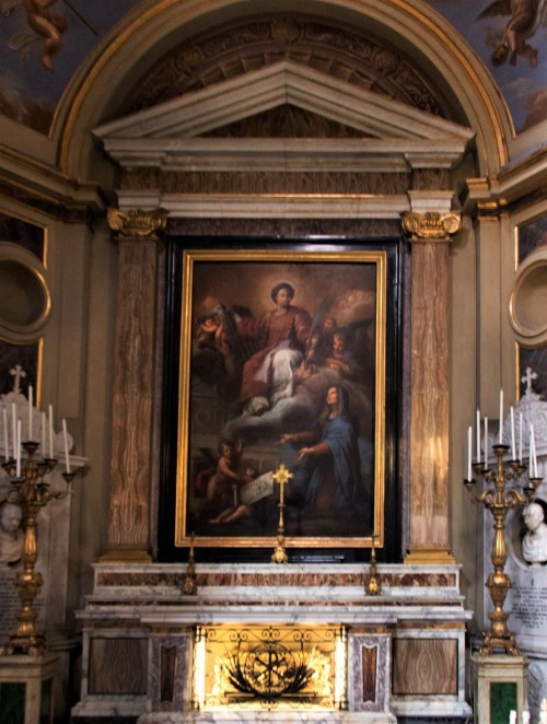 San Lorenzo in Lucina, kaplica św. Wawrzyńca - Św. Lucyna pokazująca Wawrzyńcowi plany kościoła, Sigismondo Rosa