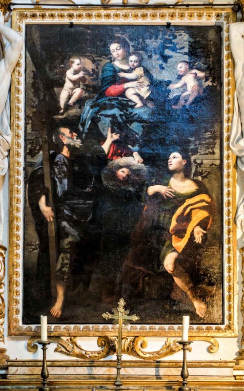 Church of San Lorenzo in Miranda, Our Lady with SS. Philip and James, Domenichino (painting in bad condition after conservation)